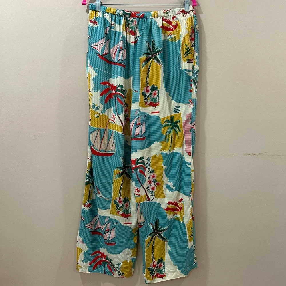 NWT True Destinations Pants Wide Leg Resort Wear Beach Tropical Cruise Women L - Picture 3 of 9
